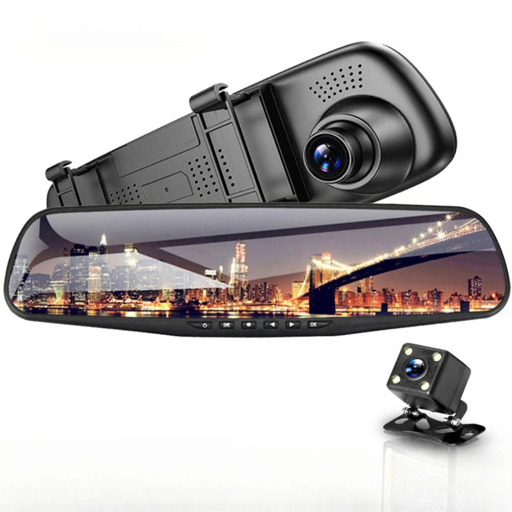 1080P Car DVR Dual Lens Car Camera  4.3 inch Video Recorder Rearview Mirror With Rear view Full HD Dash cam Auto Registrator