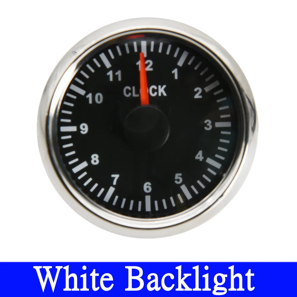 52mm Waterproof Clock Gauge 0-12 Hours | Red Blue White Backlight Hourmeter for Car Truc detail view