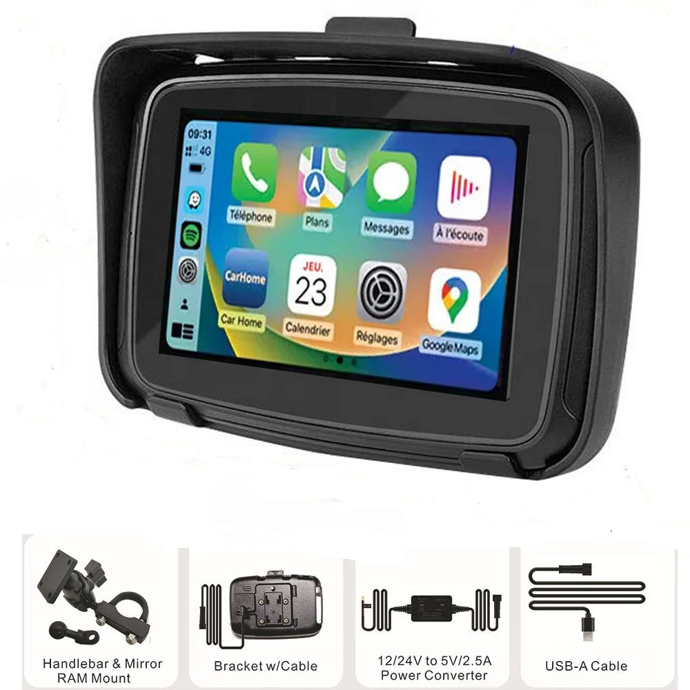2026 Car Motorcycle GPS Navigation Wireless Android Auto Monitor Car GPS IPX67 Waterproof Apple Carp