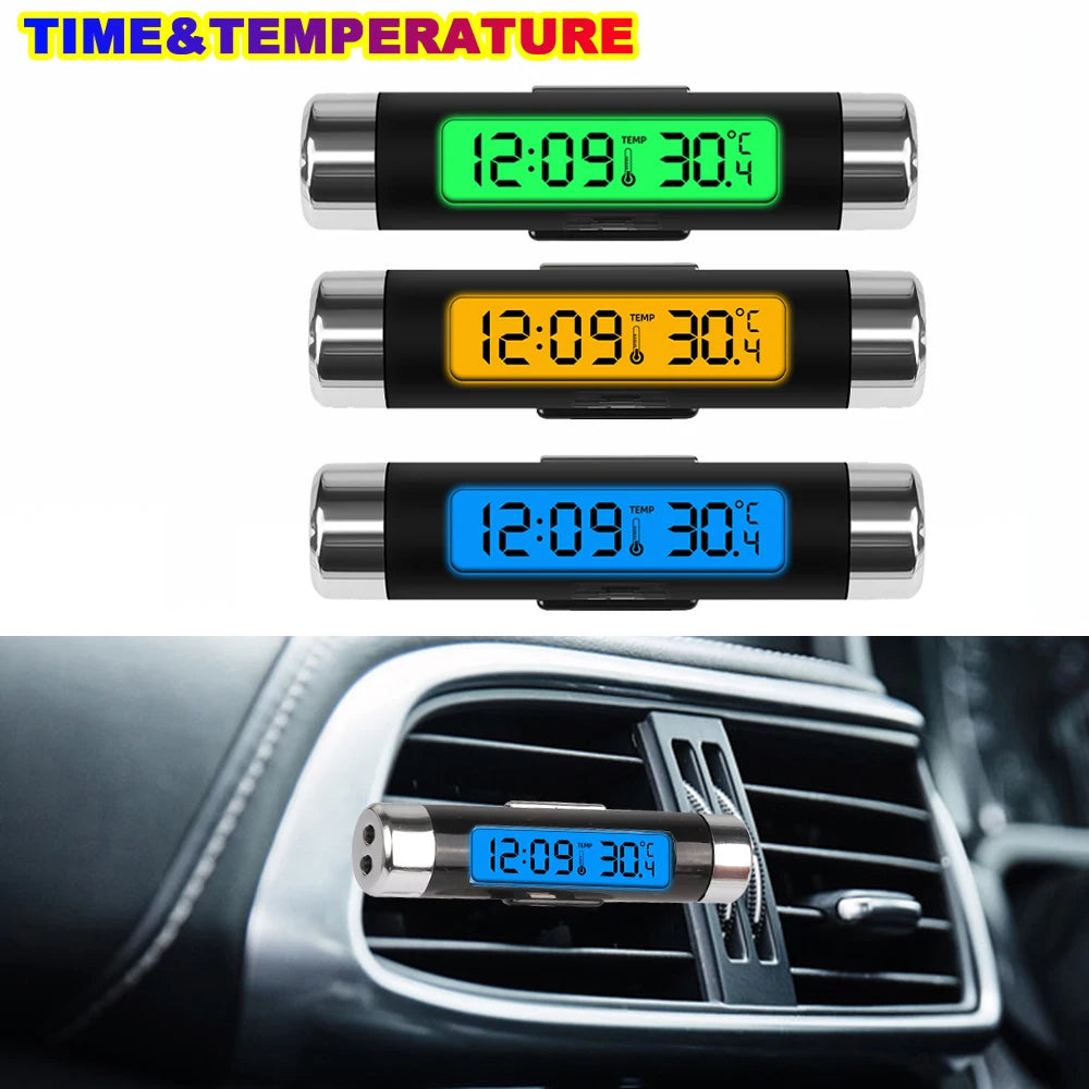 Car Digital LCD Clock and Temperature Display with Blue Backlight | Car Dashboard The alternate view