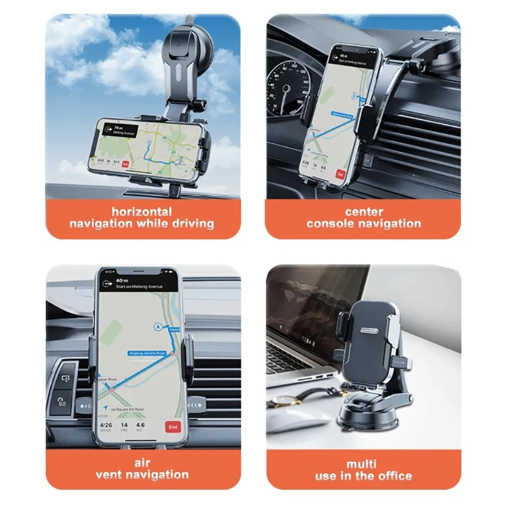 Car Phone Holder Windshield Dashboard 360° Rotation GPS Navigation Extension Rod additional angle