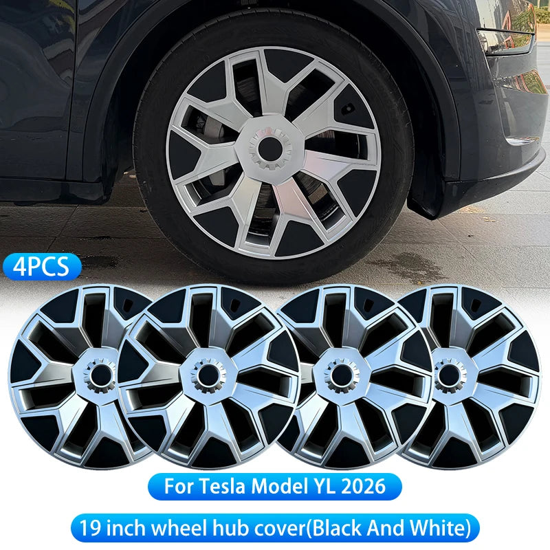 For Tesla Model YL 2026 4 Pack Hub Caps | 19 Inch Wheel Cover Set close-up view