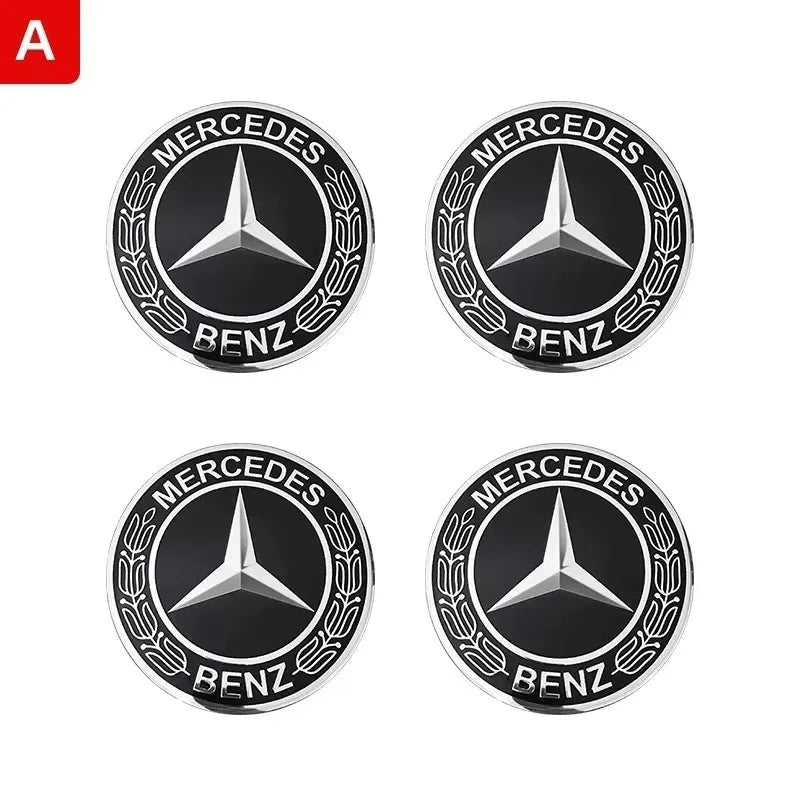 4PCS 56/60/65/75mm Car Wheel Center Hub Cap Emblem Sticker For Mercedes Benz W204 W additional angle