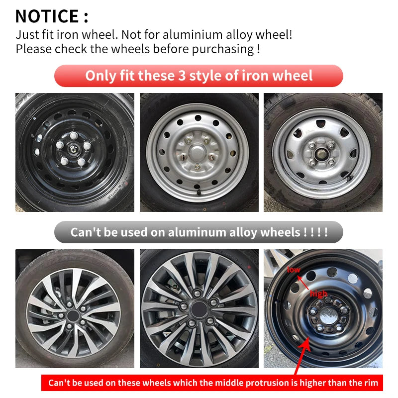 14 15 16 17inch Hub Cover for Iron Rim Wheel Cover Set of 4 Steel Sports Caps Rim 14 Plastic Hubcap for R15 Tire Car Accessories