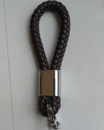 Leather Car Keychain Metal 360 Degree Rotating Horseshoe Buckle close-up view