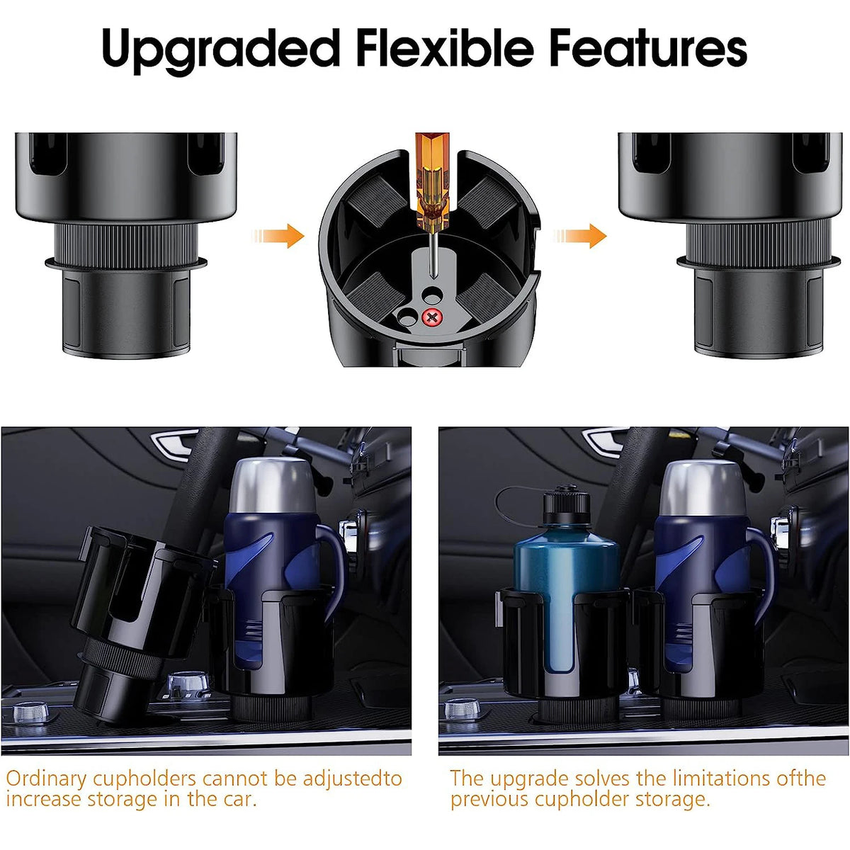 Car Cup Holder Expander with Phone Holder