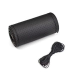 DIY Car Steering Wheel Cover Fiber Leather with Needle Braid on Steering Wheel SkidProof detail view