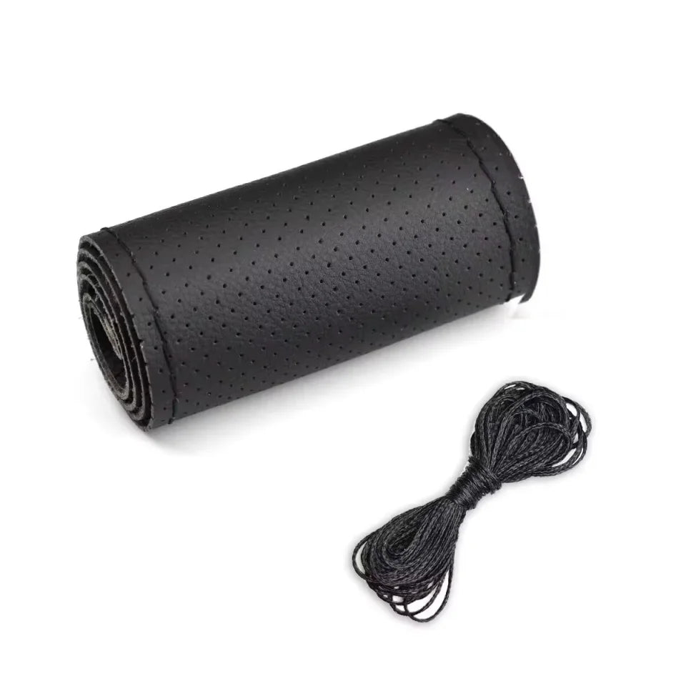 DIY Car Steering Wheel Cover Fiber Leather with Needle Braid on Steering Wheel SkidProof detail view