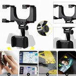 360 Rearview Mirror Car Phone Holder Mount Black detail view