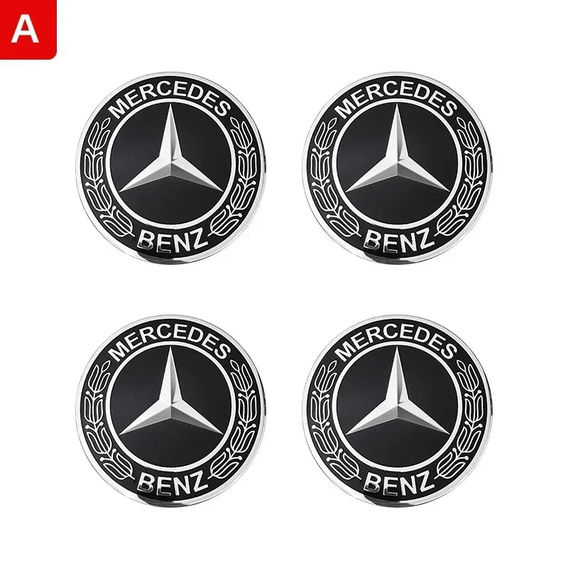 4PCS 56/60/65/75mm Car Wheel Center Hub Cap Emblem Sticker For Mercedes Benz W204 W205 close-up view