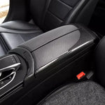 4Pcs Carbon Fiber Car Center Armrest Box Panel Switch Button Cover Interior Accesso additional angle