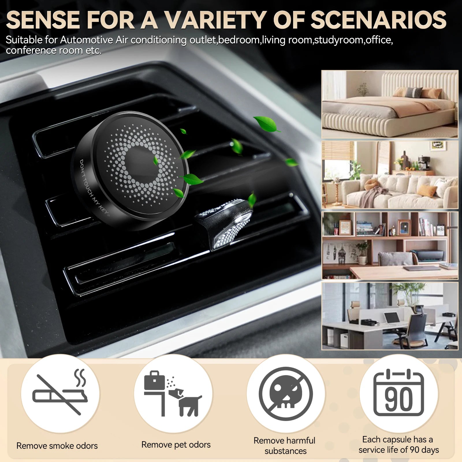 For Auto Air Outlet Office Bathroom Bedroom 38 MM Essential Diffuser Fragrance Alloy Car Fresh Air Vent Freshener Aromatherapy