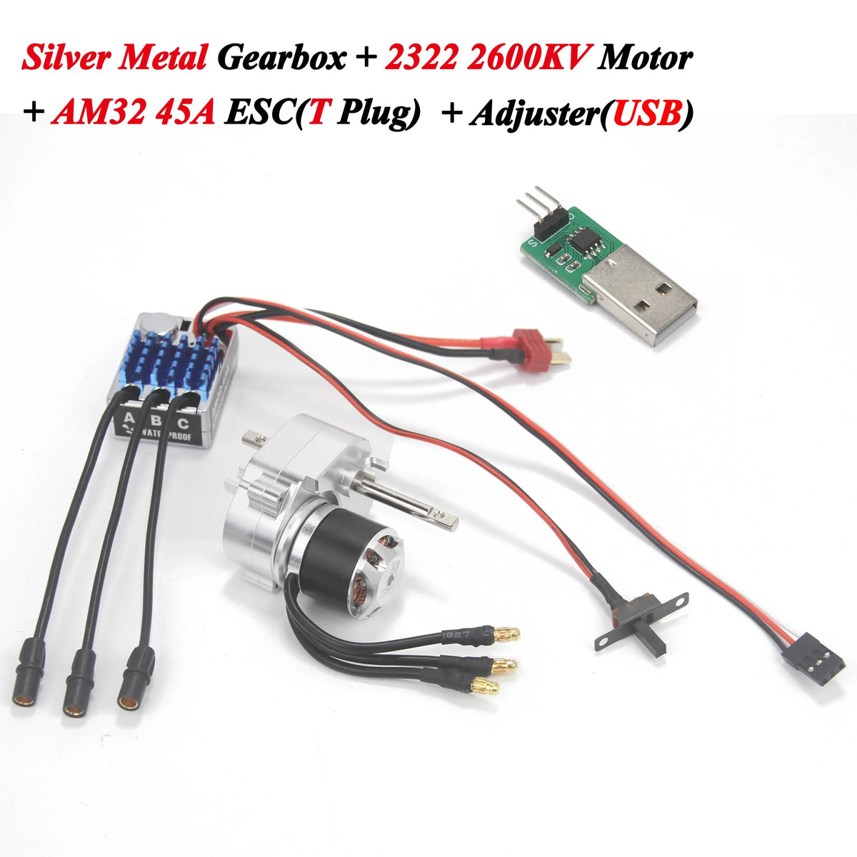 Full Metal Gearbox 2322 2600KV Brushless Motor AM32 45A ESC Adjuster 21g Servo for 1/12 RC Car Crawler MN82 MN78 MN168 MN99 MN98