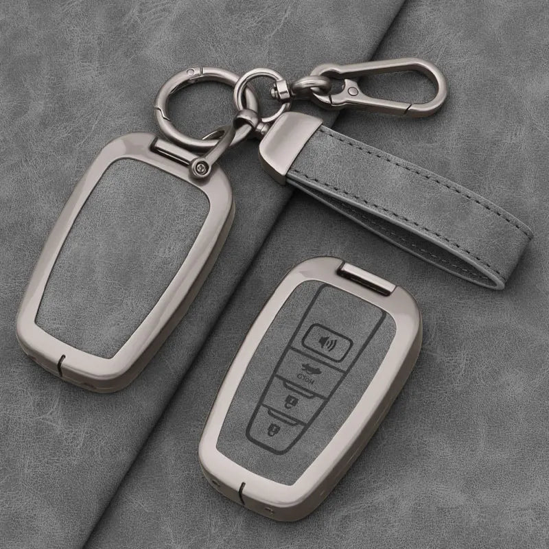 Leather Remote Key Chain Ring Case Cover Shell Protect For Toyota CHR Camry Corolla RA close-up view