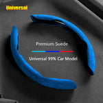 Suede Universal 38CM Car Steering Wheel Booster Cover Non-Slip Auto Interior Steer Protector Decoration Accessories-Brown