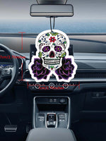 Purple Skull Car Air Freshener | Long-Lasting Perfume Pendant close-up view