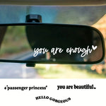 Car Rear View Mirror Vinyl Sticker Decal Boost Your Self-Care Motivational Quotes Decal Cute Girly C