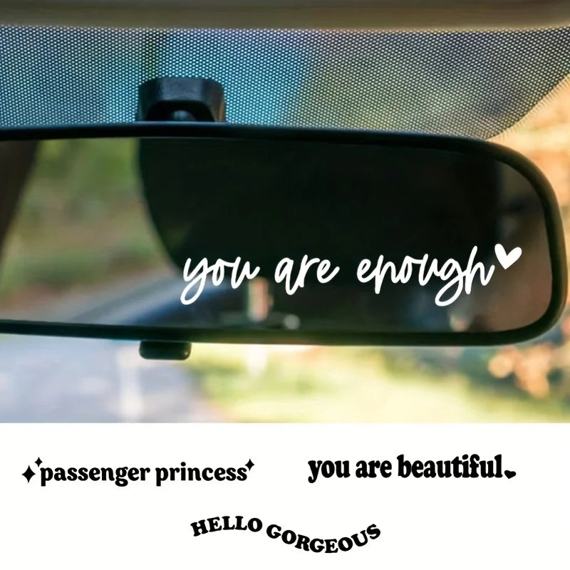 Car Rear View Mirror Vinyl Sticker Decal Boost Your Self-Care Motivational Quotes Decal Cute Girly C