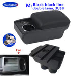 For Volkswagen VW Touran Caddy Armrest Box Double-Layer Center Storage Box USB Port Cup Holder Interior Retrofit Car Accessories