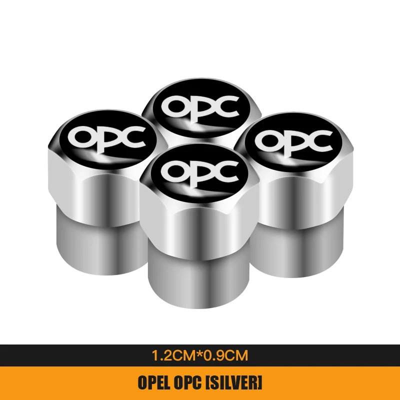 4Pcs Metal Car Wheel Tire Valve Caps | Dustproof Cover for Opel Models lifestyle view