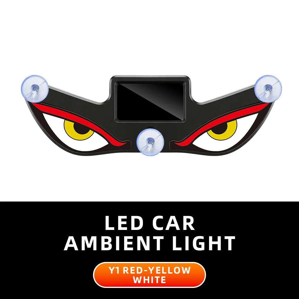 Devil’s Eye Shaped Car Window Decorative Light With Suction Cup Solar/USB-C Rechargeable Red Yellow White Flashing Warning Lamp