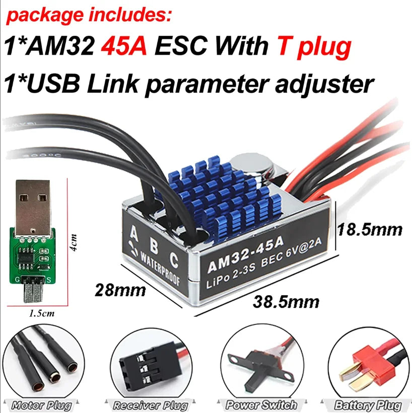 2322 2600KV 2830 2400KV Brushless Motor AM32 45A for 1/12 RC Crawler Car Off Road Car MN82 MN168 MN78 MN86 MN128 Power Kit