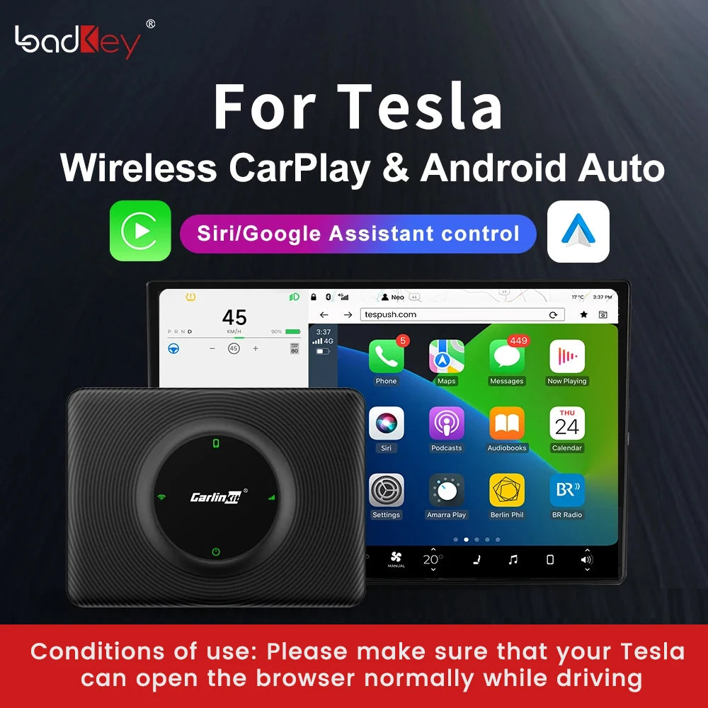 CarlinKit Wireless CarPlay Android Auto For Tesla Model 3 Model X Y Model S Auto Connect Siri Voice