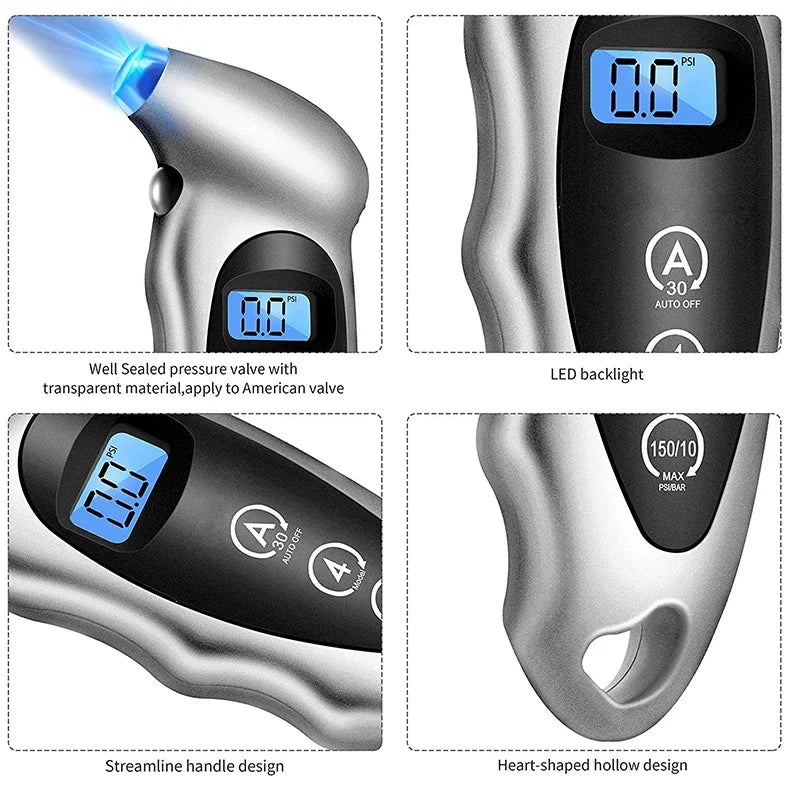 Digital Tire Pressure Gauge with LCD Display | 4-Unit Car Tire Tester lifestyle view