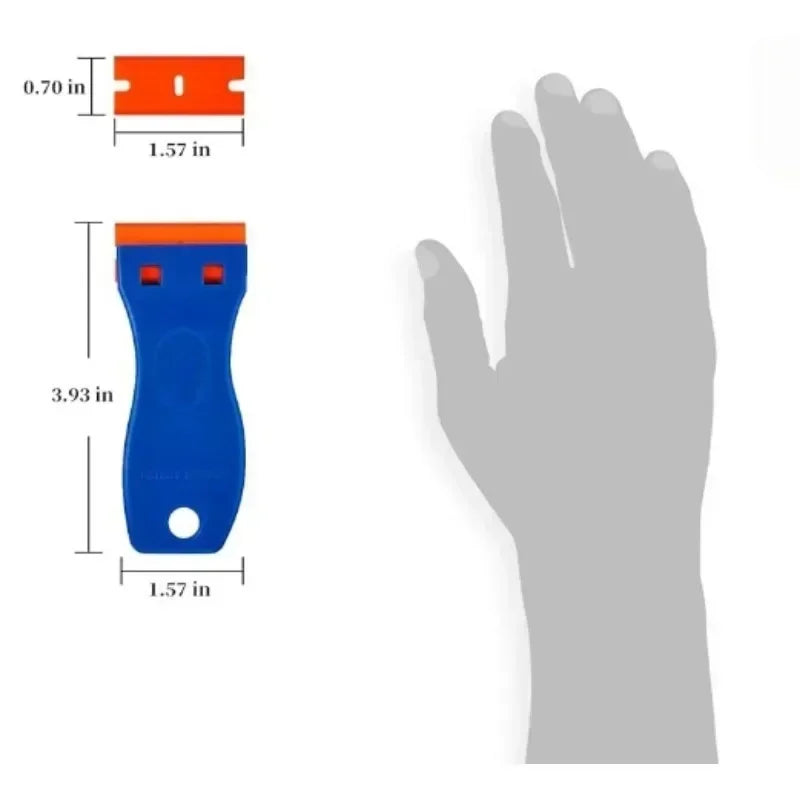 1Set Car Window Glass Clean Scraper Car Sticker Remover Plastic Razor Blade Label Clea close-up view