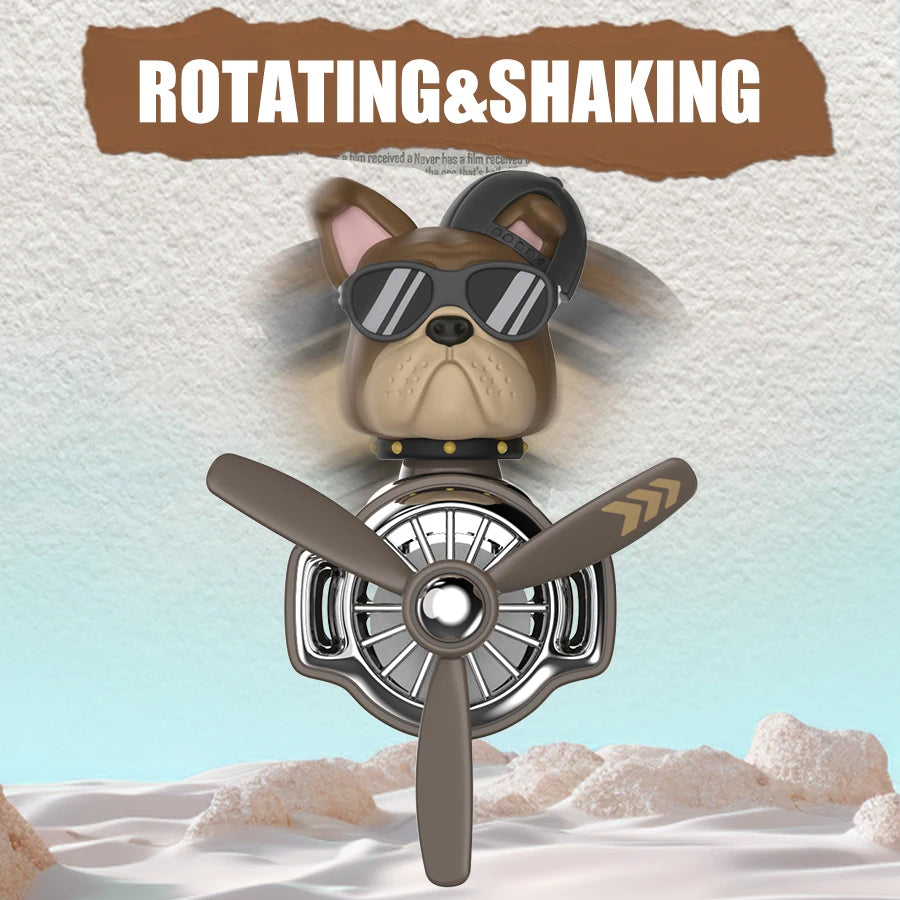DIY Car Air Freshener | Bulldog Pilot Head Shake Rotate Plane Decor Aroma Diffuser