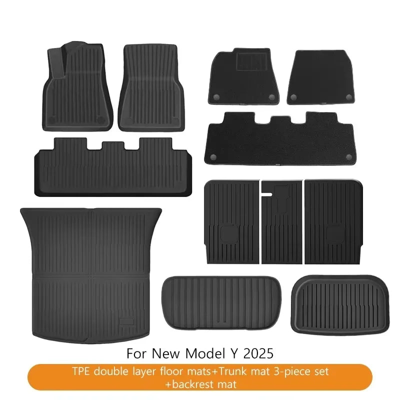 Tesla Model Y Juniper 2025 Floor Mats | Double Layer TPE, Waterproof, Non-Slip, Trunk Li detail view