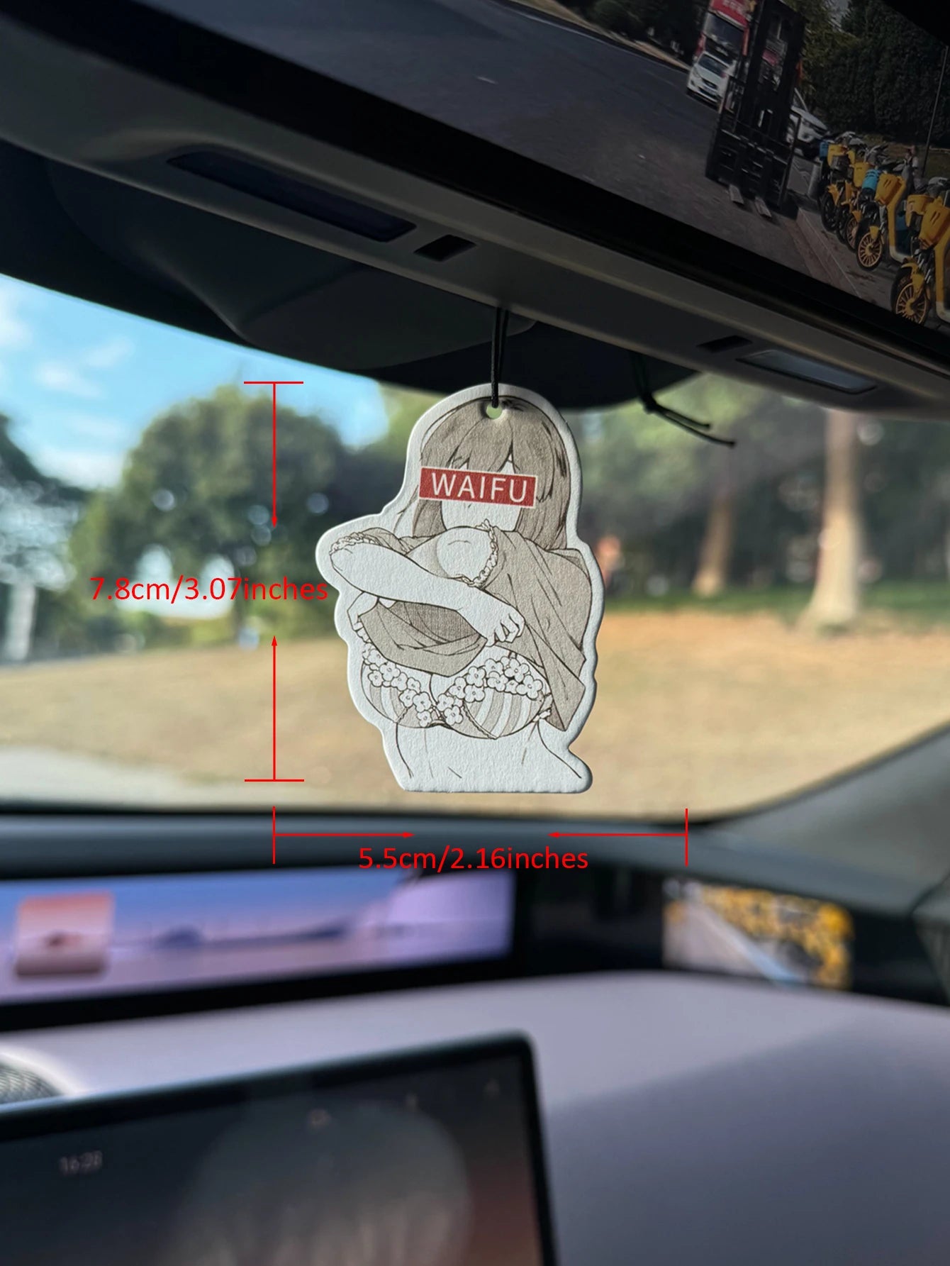 Anime Design Waifu Hilton (Hotel Scent) Car Air Freshener | Rearview Mirror Hanger & Dua detail view