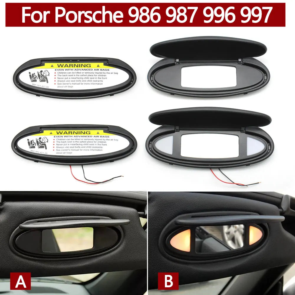 Car Left Right Makeup Sun Visor Vanity Mirror Cover Assembly For Porsche Boxster Cayman 986 987 CARRELA TARGA GT2 GT3 996 997