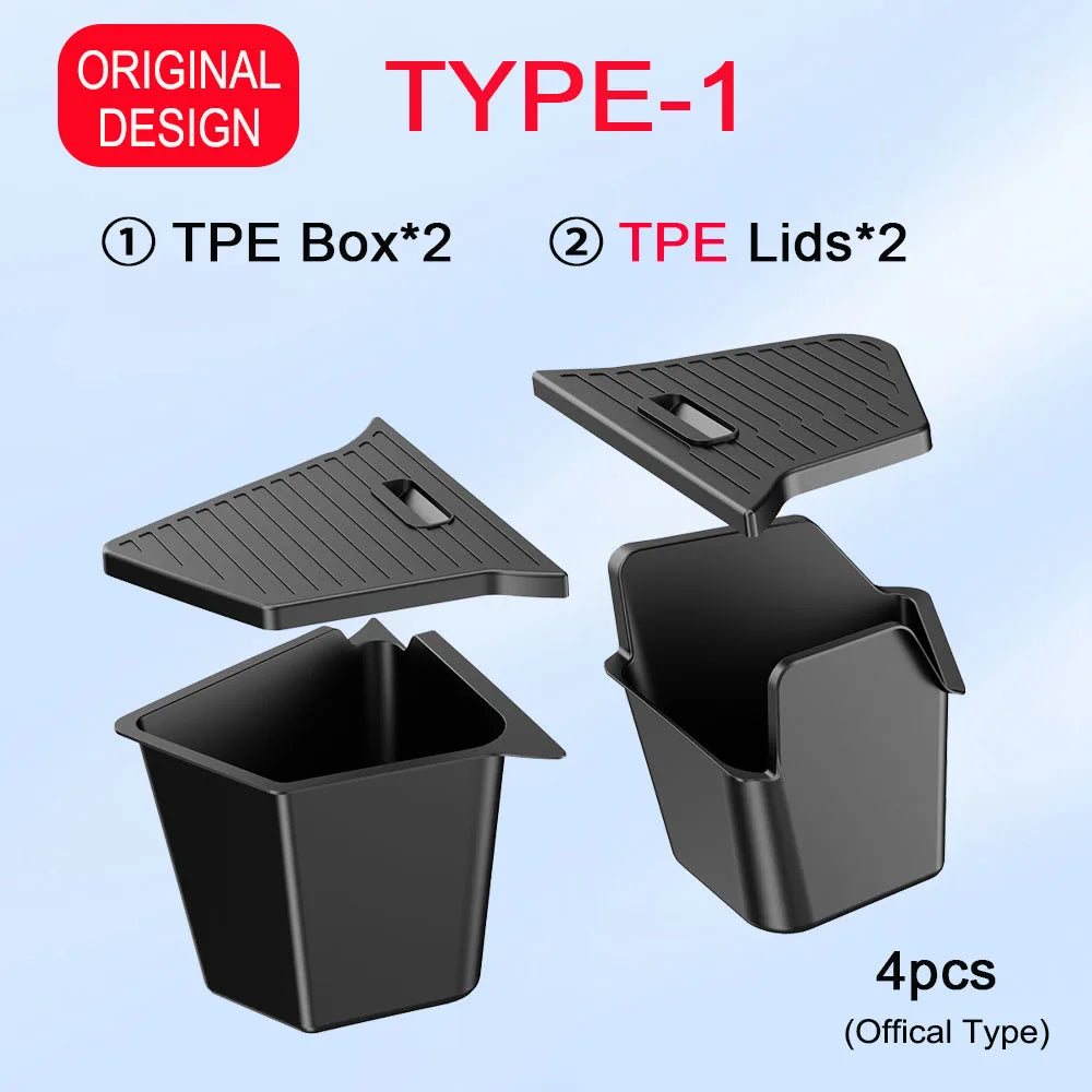 Tesla Model Y Juniper 2025 Trunk Side Storage Box – Flocked TPE Boot Organizer & An additional angle