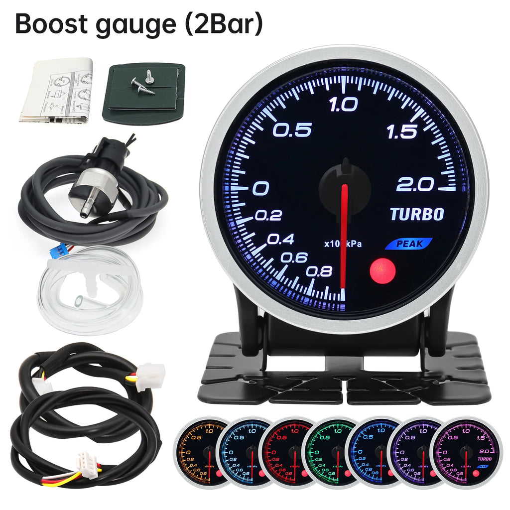 12V 52mm 8 Color Racing Car Voltmeter Oil Pressure Water Oil Temp EGT Exhaust Temp Turbo Boost Fuel Press Tachometer Gauge Meter