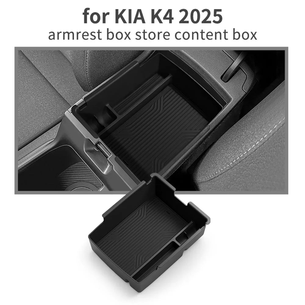 1Pc Car Armrest Storage Box For Kia K4 2025-2026 Center Console Organizer Bin Black ABS Interior Acc