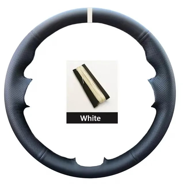Black Leather Car Steering Wheel Braid Soft Leather Cover For Renault Clio 3 RS 2005 lifestyle view