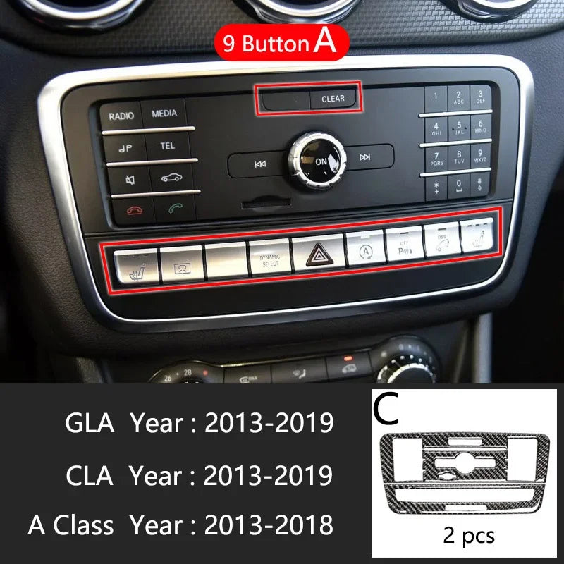 Car Styling Carbon fiber interior button panel Decoration Cover Trim Sticker frame Fo alternate view
