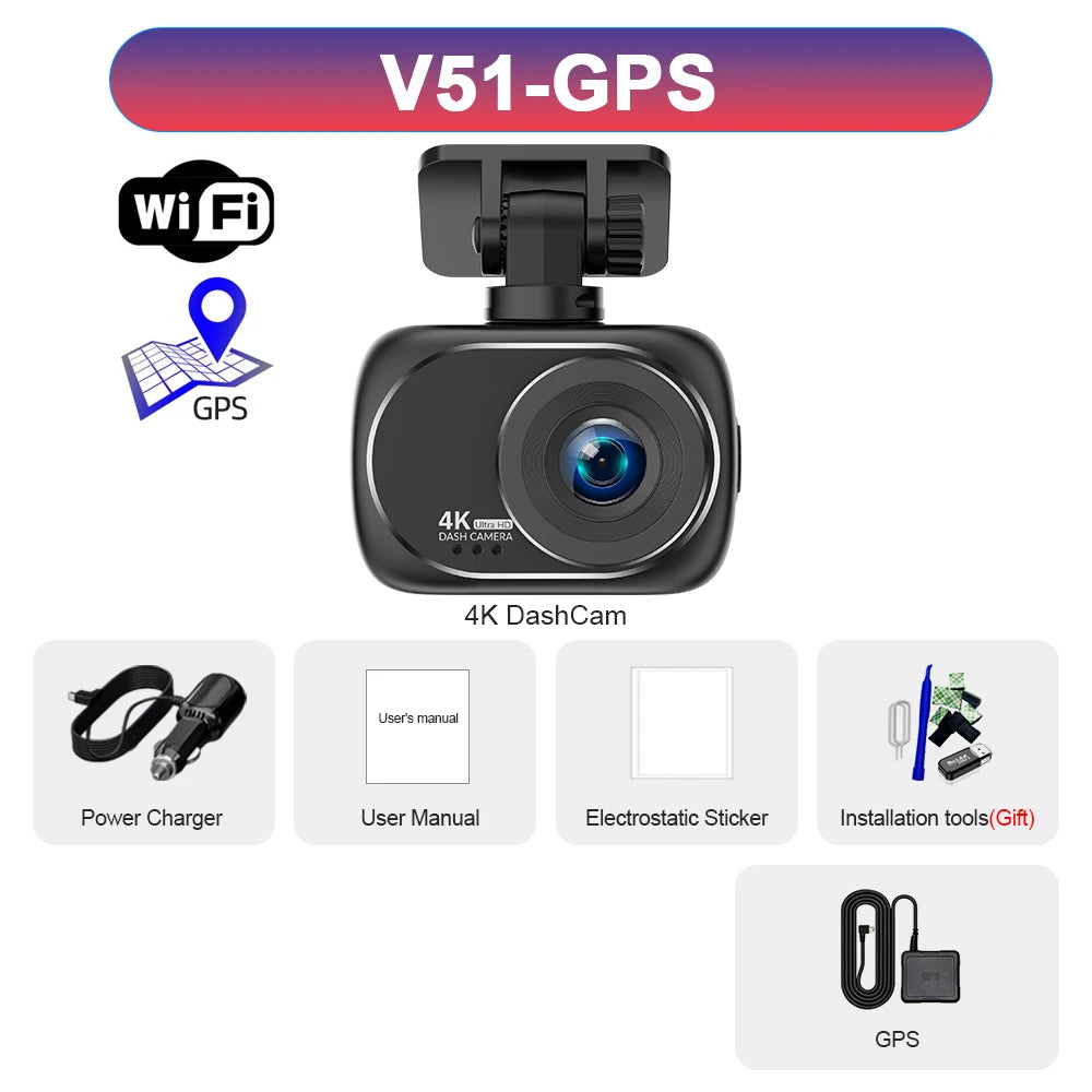 4K UHD Dash Cam | Dual Lens, GPS, WiFi, Night Vision & 4K Rear View Camera lifestyle view