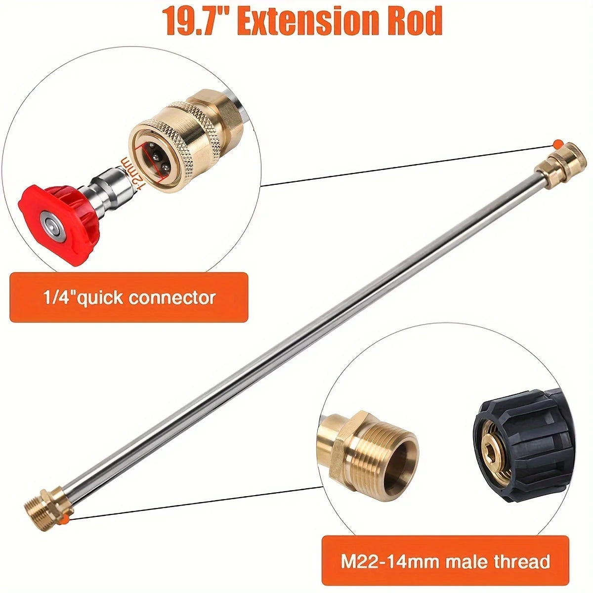 4000PSI High Pressure Car Wash Gun | 40-Inch with M22-14 Brass Valve and 1/4 Quick additional angle