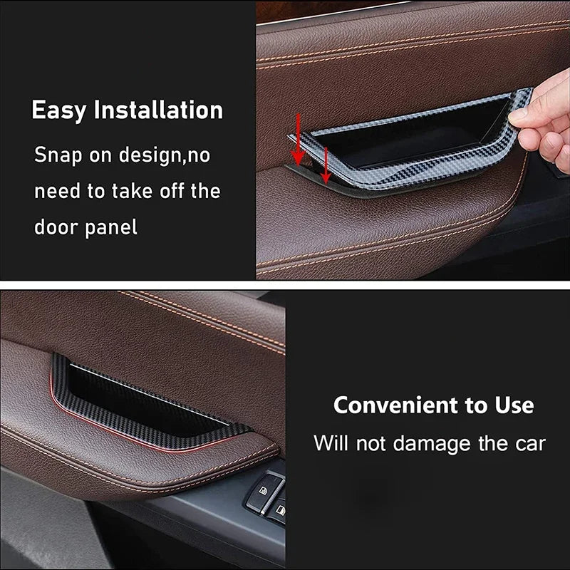 Carbon Fiber Style LHD Front Left Door Handle Interior Accessorie For BMW X3 X4 F25 F2 close-up view