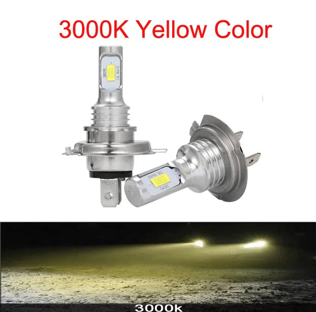 2Pcs H7 H1 H8 H9 H11 9005 9006 LED Bulbs HB3 HB4 CSP LED Super Bright Headlight DRL La close-up view