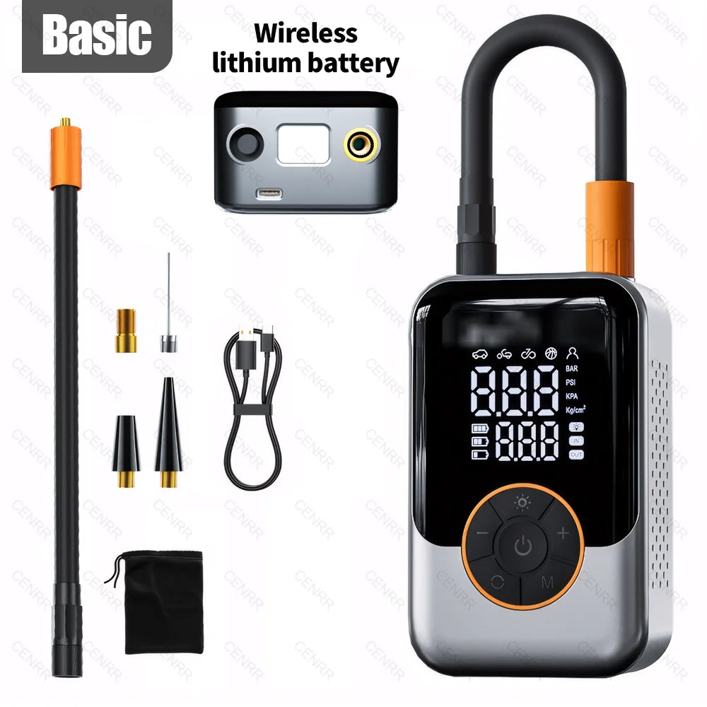 Portable Air Pump Wireless Car Tire Inflator Electric Air Compressor LCD Display Air Injector For Bike Car Motorcycle Tyre Ball