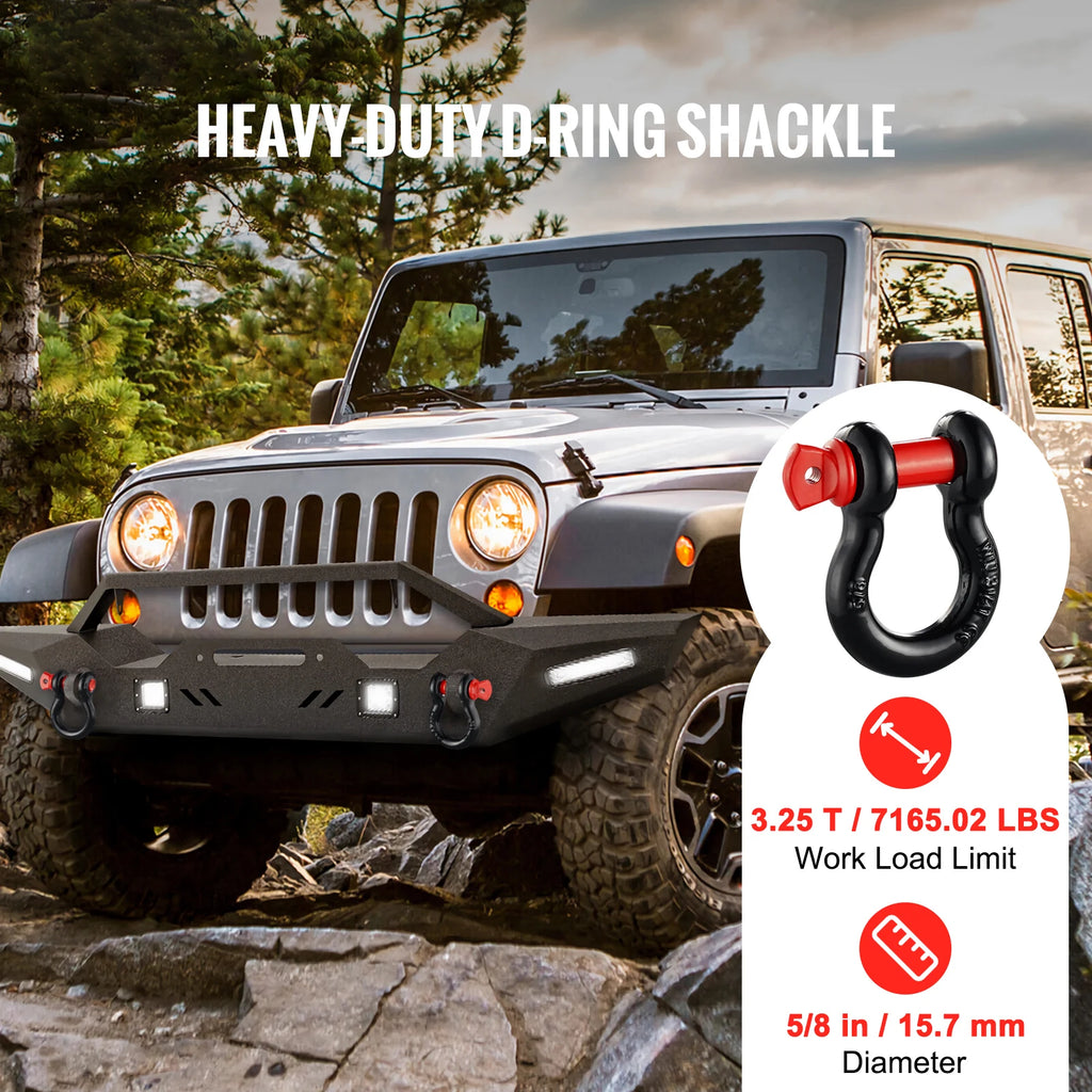 SucceBuy 4pcs 5/8" D-Ring Shackle 8T 13T Breaking Strength Tow Hook with 3/4" Screw Pin for Truck Off Road Towing Accessories
