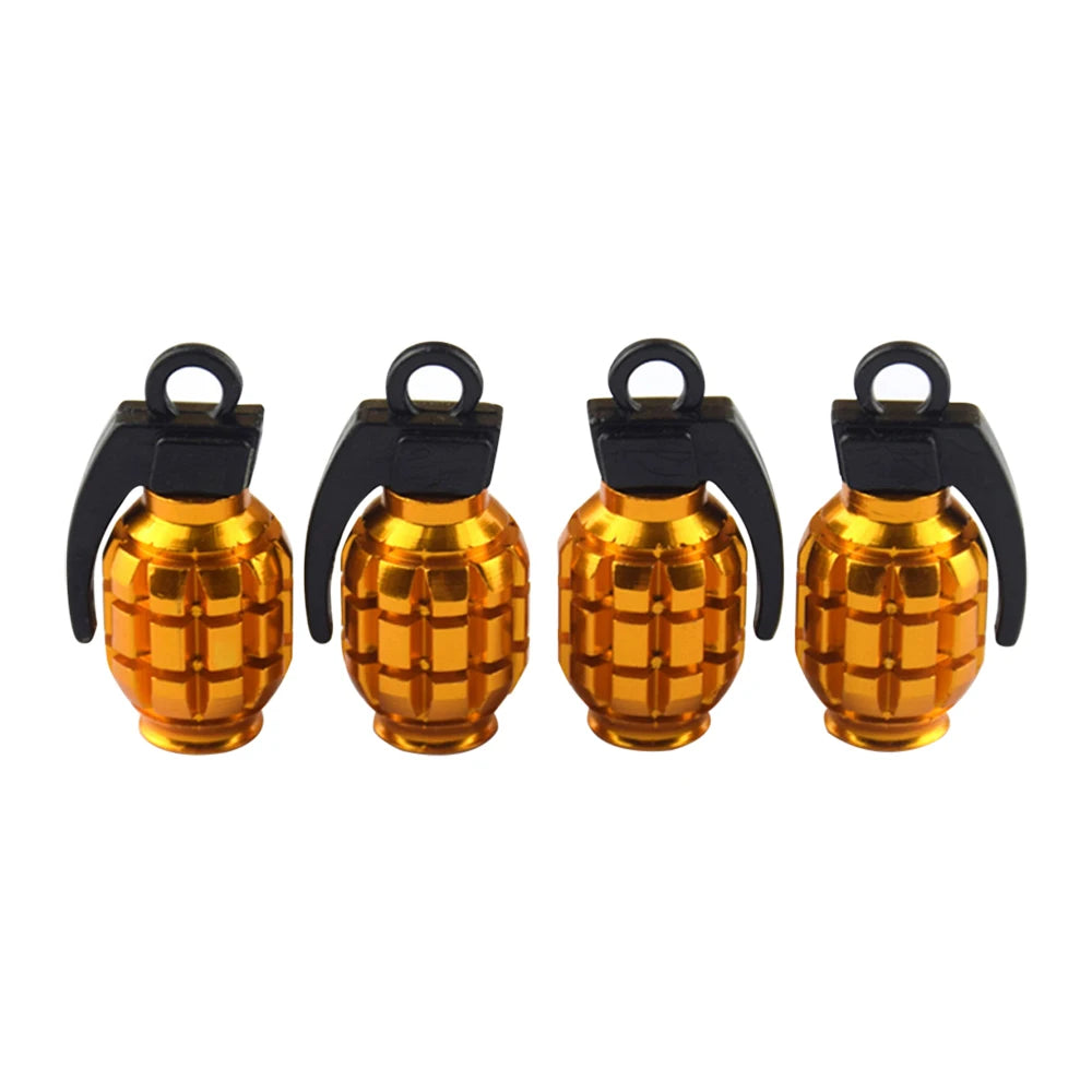 4Pcs Grenade Design Aluminum Alloy Valve Stem Caps | Car Truck Motorcycle Tire Access alternate view