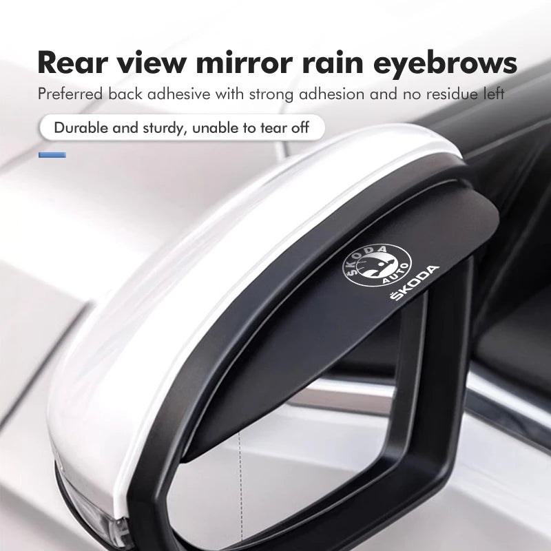 For Skoda Car Side Rearview Mirror Rain Eyebrow Sun Visor Protector Octavia Superb RAPID FABIA KAMIQ KAROQ KODIAQ YETI