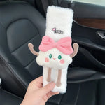 Cute Cartoon Bear Car Seat Belt Cover Imitation Rabbit Fur