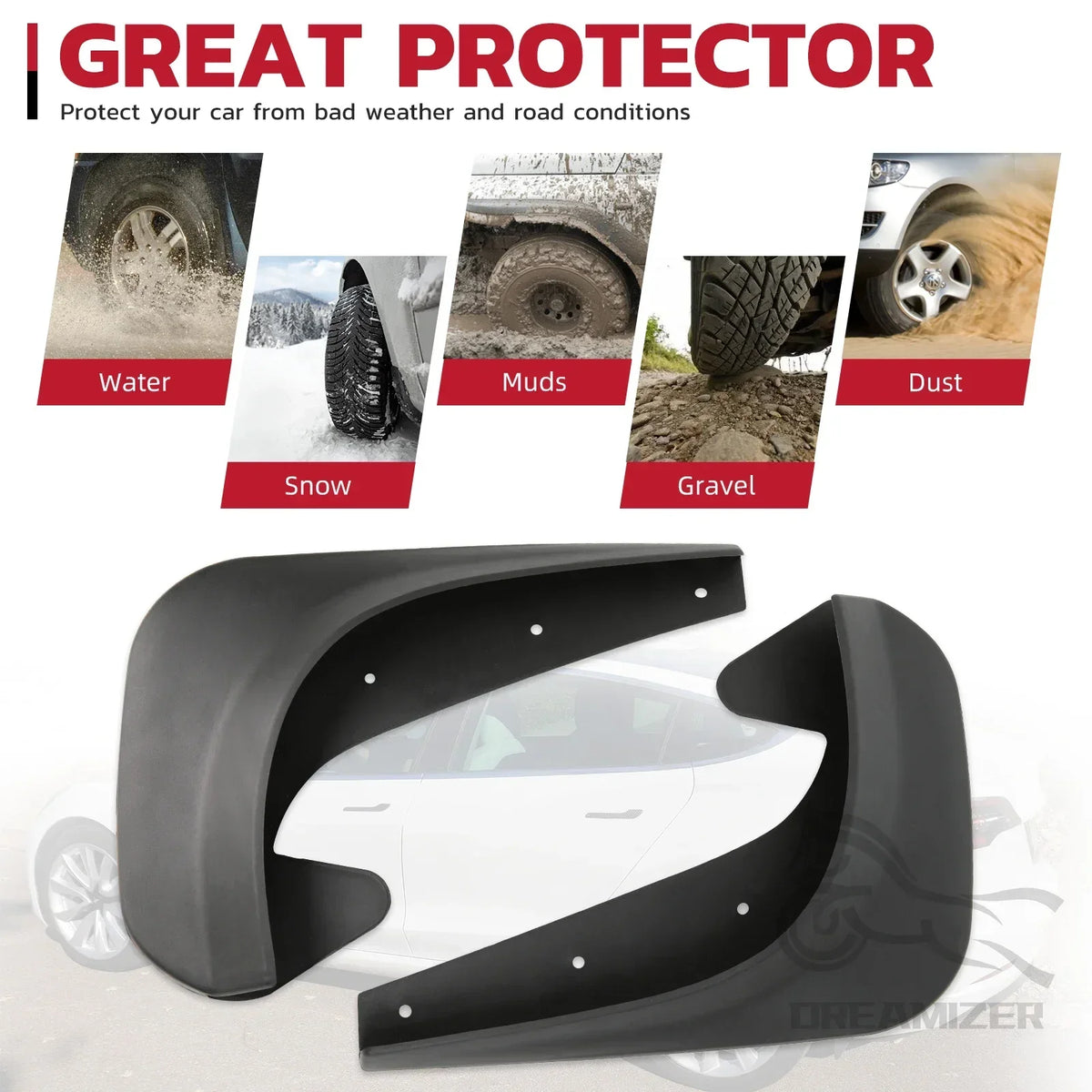 4pcs Universal Car Fender Mud Flaps Splash Guards MudFlaps Front Rear Wheel Mudguards Au detail view