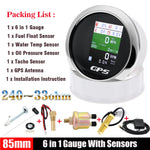 85mm 6 in 1 GPS Speedometer and Tachometer | Digital Gauge with Oil Pressure, Water Temp detail view