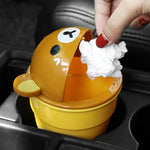 Cute Bear Car Trash Can Cup, ABS, Pink or Yellow close-up view